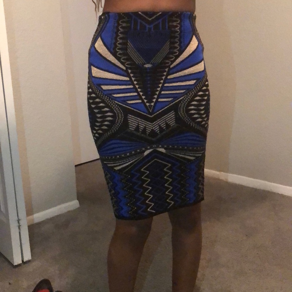 Blue and black pencil skirt